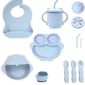 Eco-Friendly Silicone Baby Feeding Set, Owl Utensils